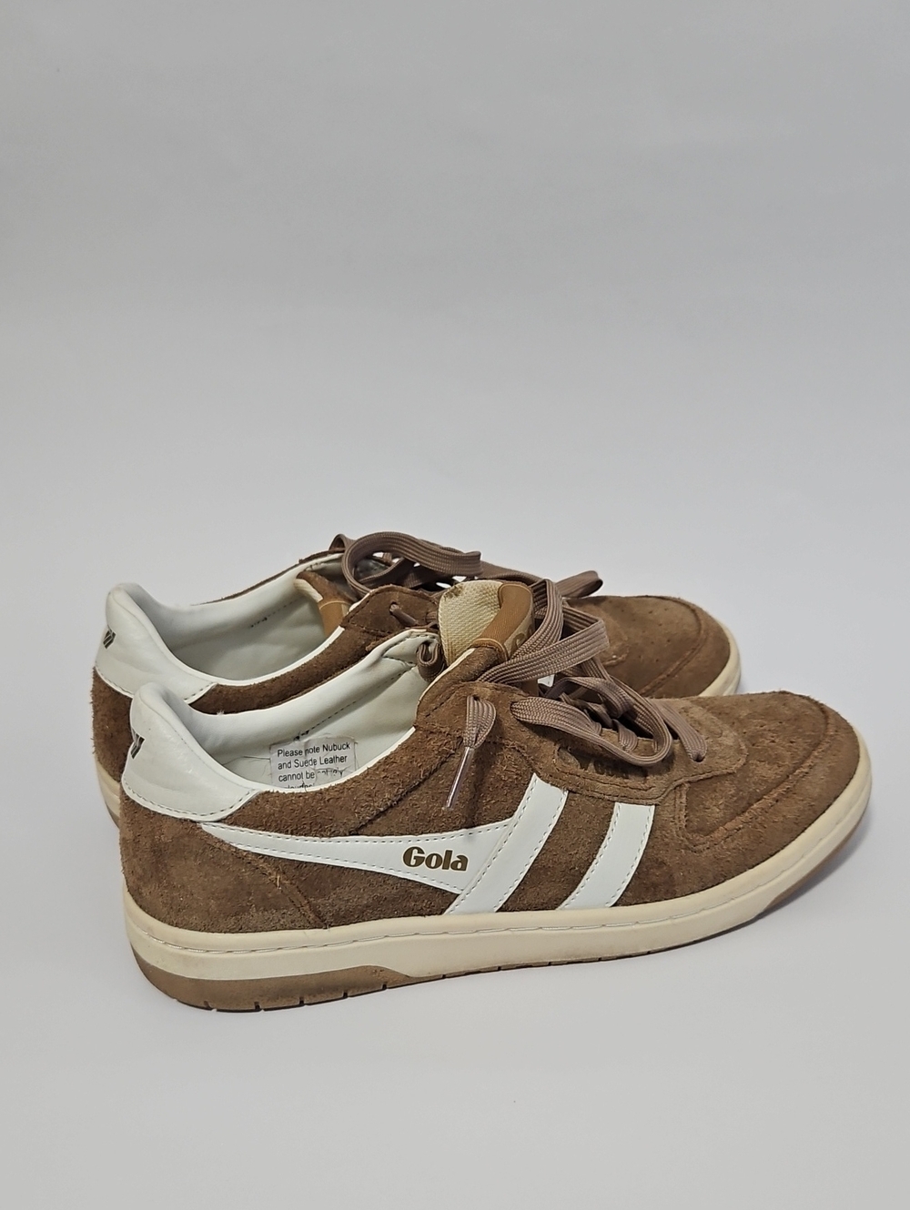 Gola Exclusive Hawk Nubuk And Suede Leather Brown And White Sneakers Size 7.5
